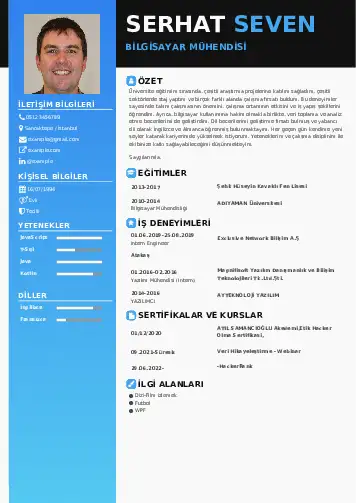 Bilgisayar Mühendisi CV Örnekleri cv indir